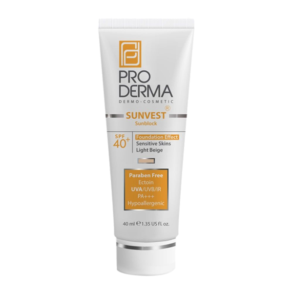 مای دارو - کرم ضد آفتاب پرودرما فاقد جاذب های شيميايی با +SPF40- پوست حساس-  بژ روشن