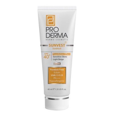مای دارو - کرم ضد آفتاب پرودرما فاقد جاذب های شيميايی با +SPF40- پوست حساس-  بژ روشن
