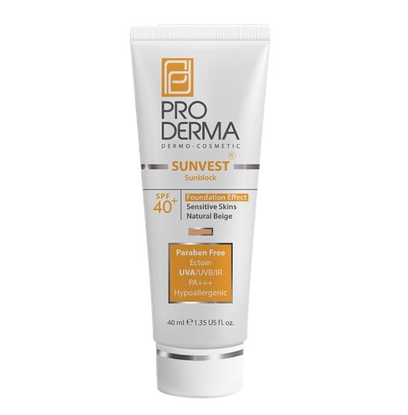 مای دارو - کرم ضد آفتاب پرودرما فاقد جاذب های شيميايی با +SPF40 - پوست حساس- بژ طبیعی