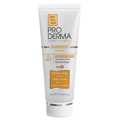 مای دارو - کرم ضد آفتاب پرودرما فاقد جاذب های شيميايی با +SPF40 - پوست حساس- بژ طبیعی