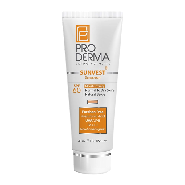 مای دارو - کرم ضد آفتاب و مرطوب کننده پرودرما با SPF60 - پوست حساس و خشک- بژ طبیعی