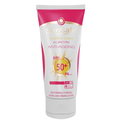 مای دارو - کرم ضد آفتاب +SPF 50 ضد چروک سان سیف(بی رنگ)