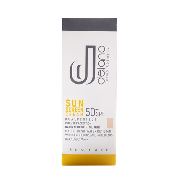مای دارو - کرم ضد آفتاب فاقد چربی بژ طبیعی SPF+50 دلانو