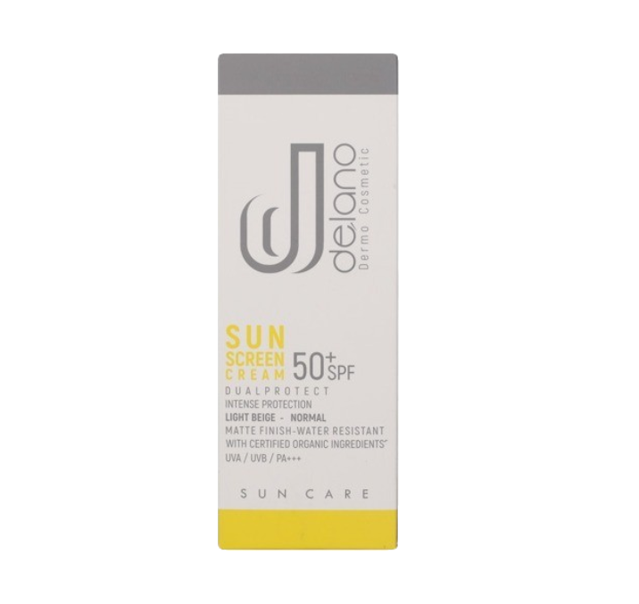 مای دارو - کرم ضد آفتاب مناسب پوست نرمال و خشک بژ روشن SPF+50  دلانو