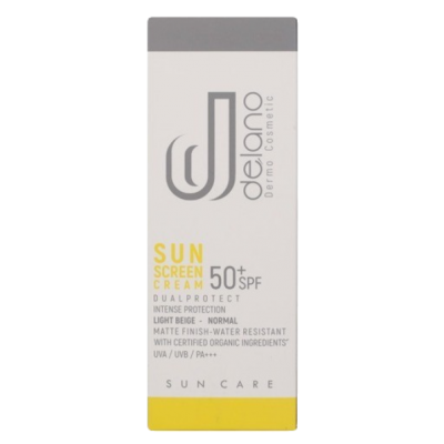 مای دارو - کرم ضد آفتاب مناسب پوست نرمال و خشک بژ روشن SPF+50  دلانو