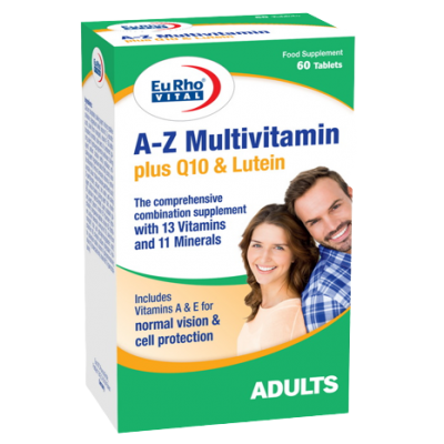 مای دارو - قرص AZ مولتی ویتامین پلاس کیوتن و لوتئین یورو ویتال
