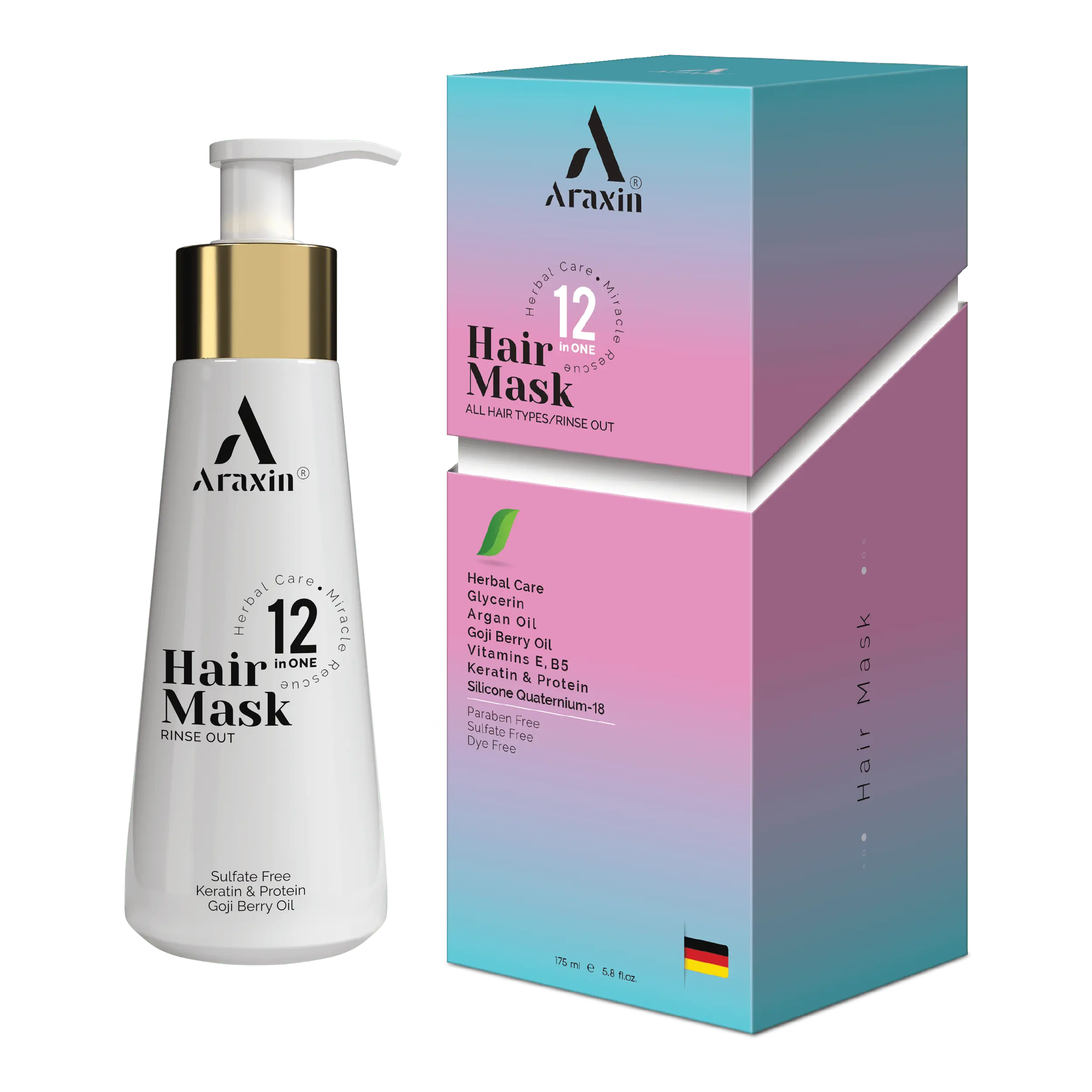 مای دارو - ماسک مو 12 کاره بدون سولفات گیاهی (داخل حمام – مناسب برای موهای کراتین شده) آراکسین