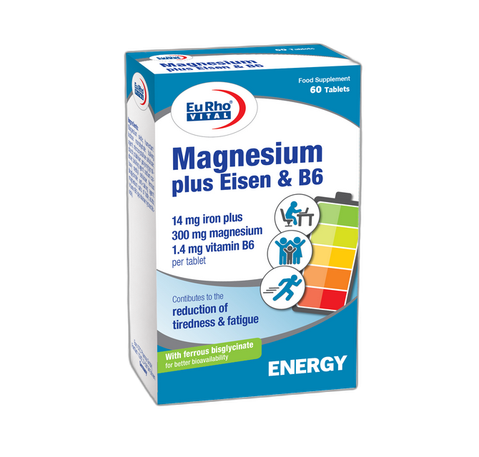 مای دارو - قرص منیزیم پلاس آیزن و ویتامین B6 یورو ویتال