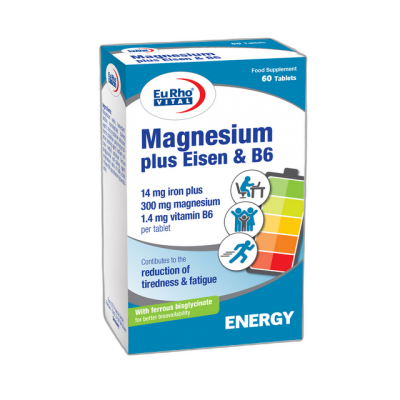 مای دارو - قرص منیزیم پلاس آیزن و ویتامین B6 یورو ویتال