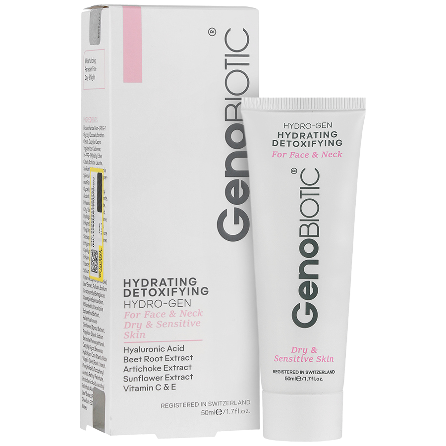 مای دارو - کرم رطوبت رسان و دتوکسیفای کننده  صورت و گردن پوست خشک و حساس ژنوبایوتیک