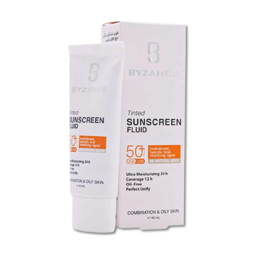 مای دارو - فلوئید ضد آفتاب کرم پودری +SPF50 بیزانس مناسب پوست مختلط و چرب (بژ طبیعی 20)