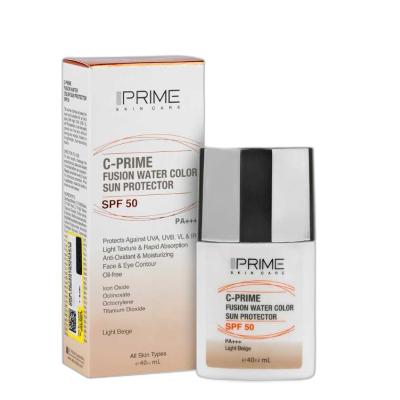مای دارو - فلوئید ضد آفتاب فیوژن واتر حاوی ویتامین سی با SPF50 (بژ روشن) پرایم