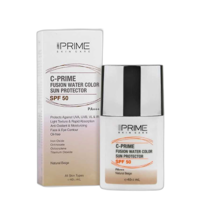 مای دارو - فلوئید ضد آفتاب فیوژن واتر حاوی ویتامین سی با SPF50 (بژ طبیعی) پرایم
