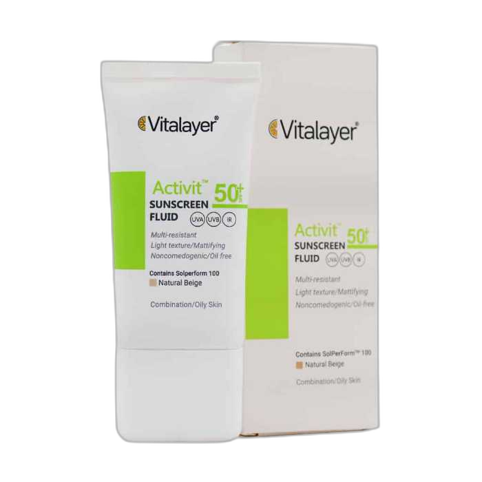 مای دارو - فلوئید ضد آفتاب (بژ طبیعی) SPF50 پوست چرب اکتی ویت ویتالیر