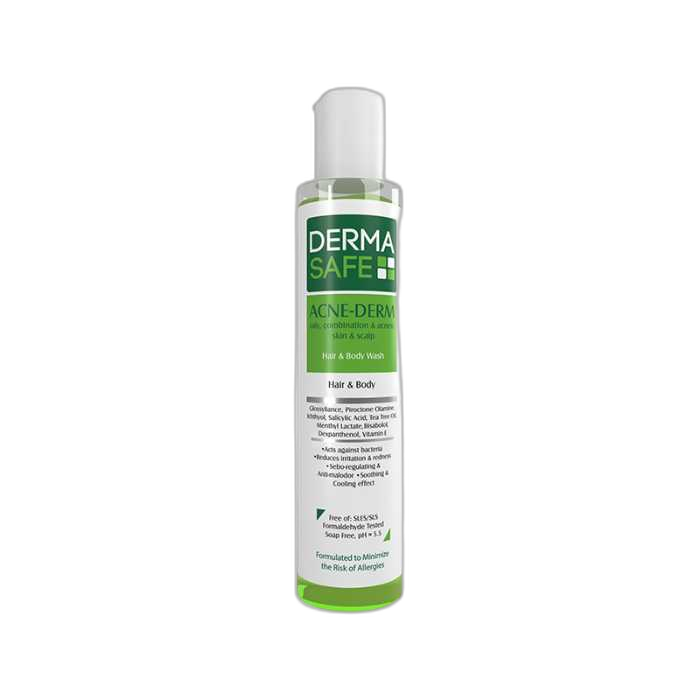 مای دارو - شامپو سر و بدن درماسیف مناسب پوست های چرب مختلط و دارای آکنه