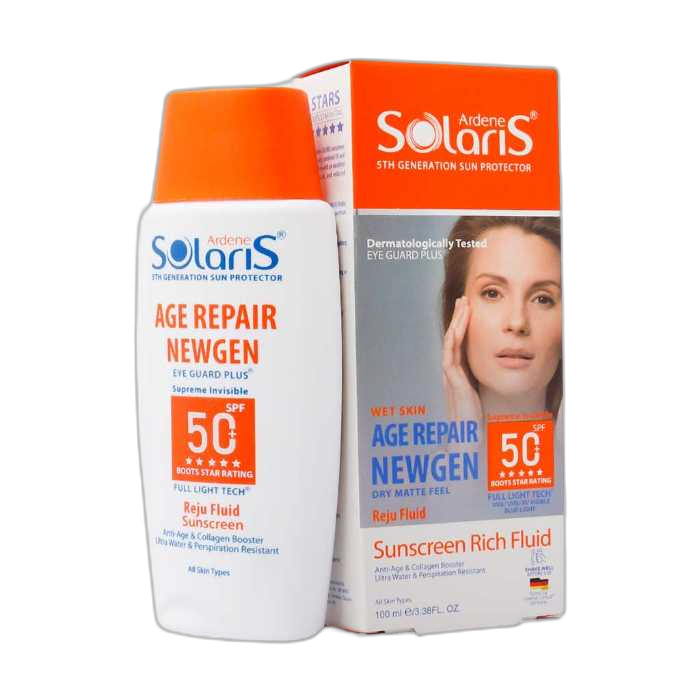 مای دارو - فلوئید ضد آفتاب و ضد چروک SPF50 سولاریس آردن مدل ایج ریپیر نیوژن